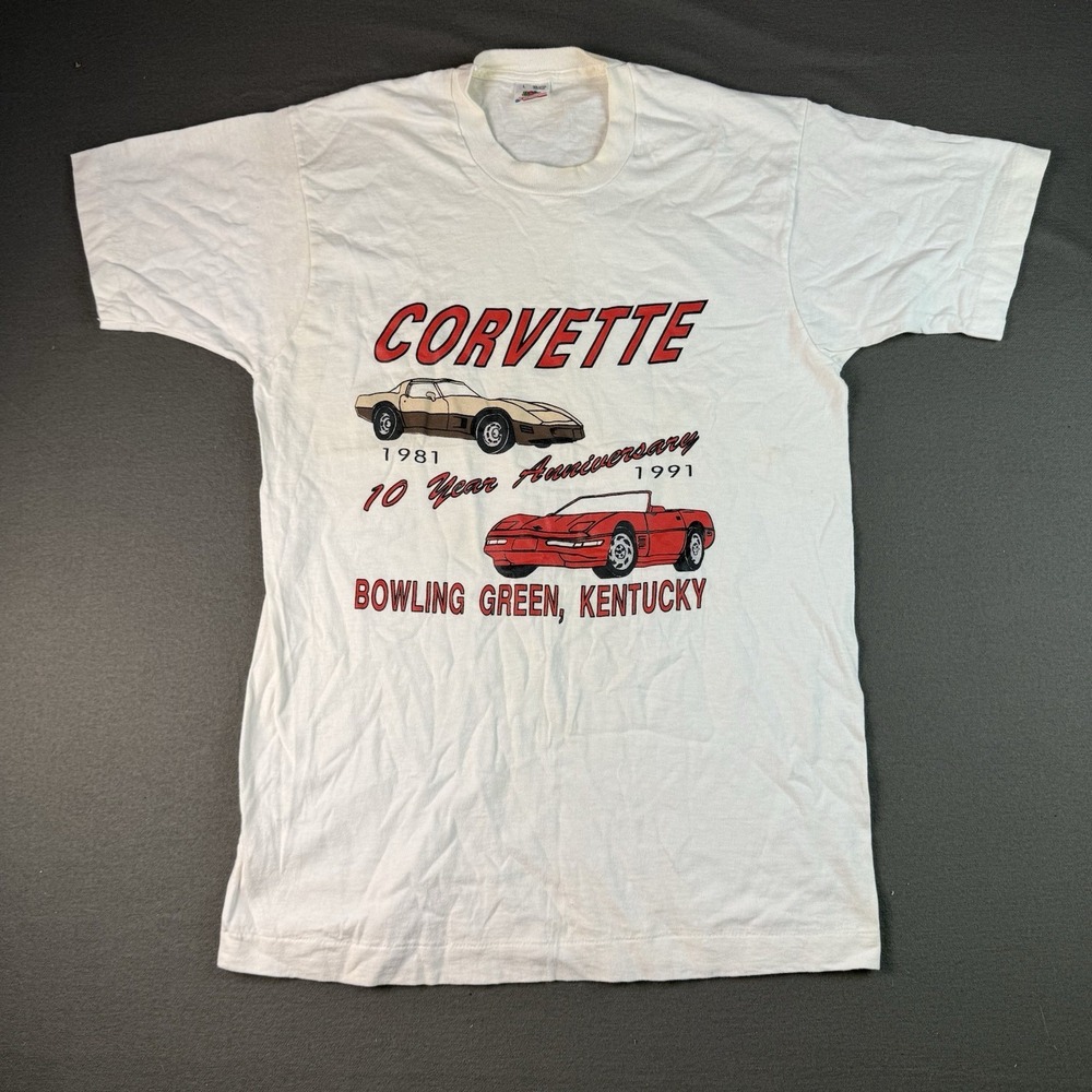Vintage Chevrolet Corvette 10th Anniversary T-Shirt Mens Large White 90s USA
